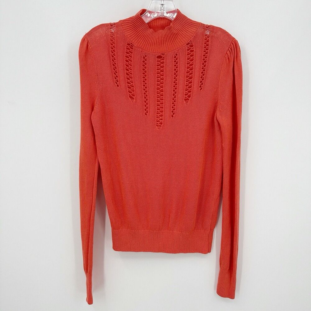 Free People Turtleneck Sweater Size XS Womens Coral Long Sleeve Minimal Ribbed